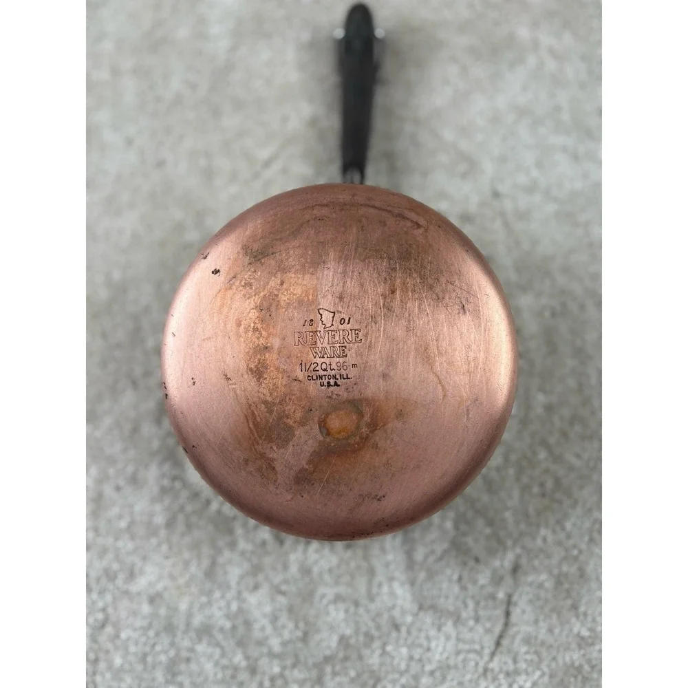 Vintage Revere Ware 1 1/2 Quart Stainless Steel Saucepan Copper Clad Bottom